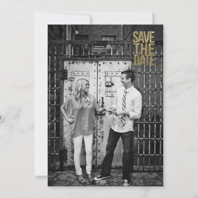 Save The Date Typographie de sauvegarde à paillettes noires et d (Devant)