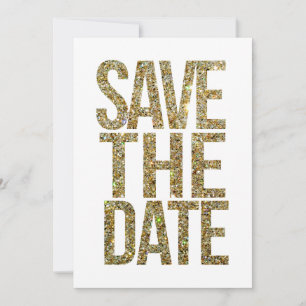 Save The Date Typographie de sauvegarde de date Blanc & Or Paill