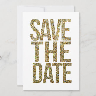 Save The Date Typographie de sauvegarde de date Blanc & Or Paill