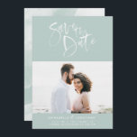 Save The Date Typographie de script d'aquarelle moderne photo ma<br><div class="desc">Typographie de script d'aquarelle moderne photo mariage enregistrer la carte d'annonce de date.</div>