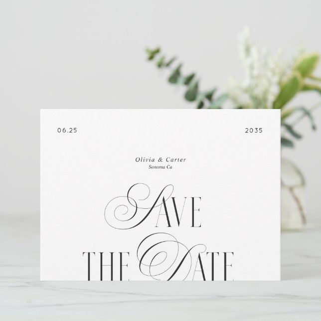 Save The Date Typographie de script moderne Photo  (Debout devant)