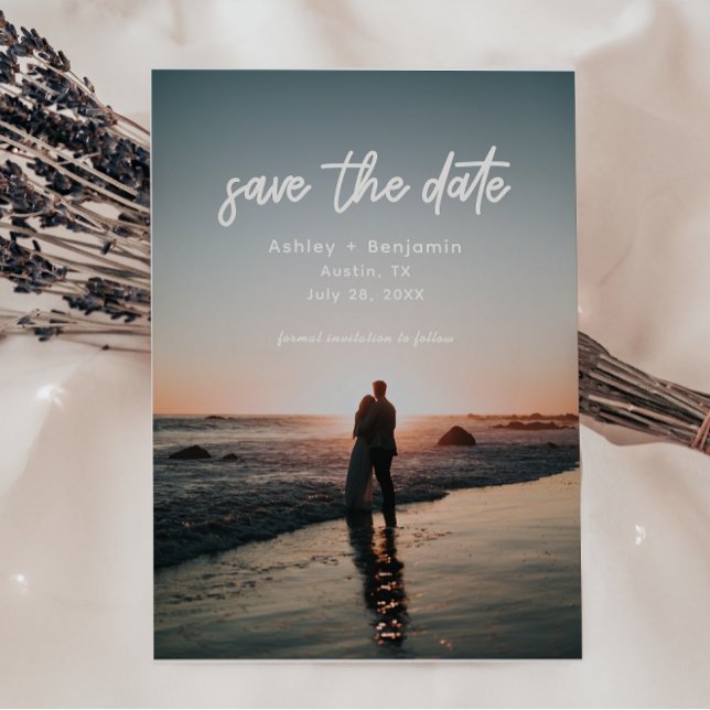 Save The Date Typographie de script moderne Photo Mariage (Créateur téléchargé)