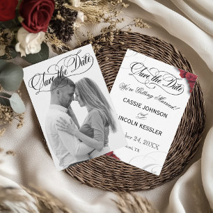Save The Date Typographie de script photo Roses rouges