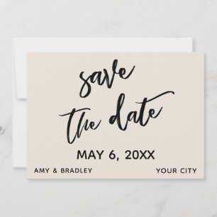 Save The Date Typographie décontractée de Mariage de crème manus
