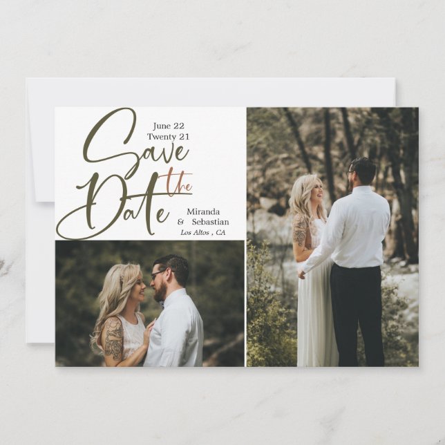 Save The Date Typographie décontractée Tons de Terre 2 Photo (Devant)
