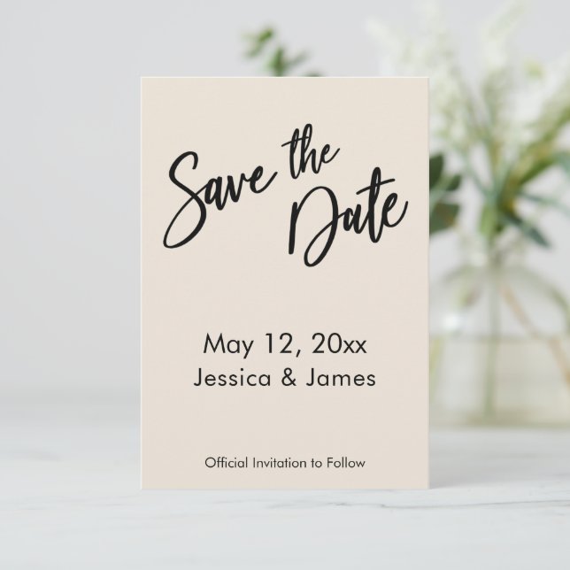 Save The Date Typographie d'écriture moderne Simple Creme (Debout devant)