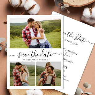 Save The Date Typographie élégante 3 Photo Collage Mariage