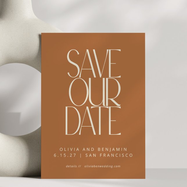 Save The Date Typographie élégante en terre cuite du milieu du s (Créateur téléchargé)