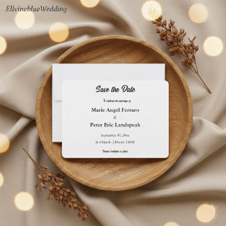 Save The Date Typographie Élégante Minimaliste Noir & Blanc