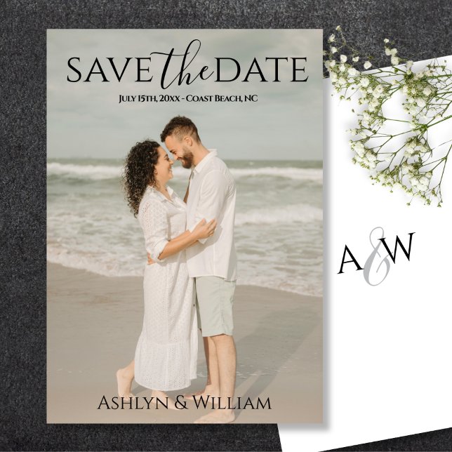 Save The Date Typographie Élégante Moderne Photo  (Créateur téléchargé)