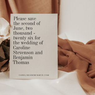 Save The Date Typographie élégante Noir Blanc Mariage moderne