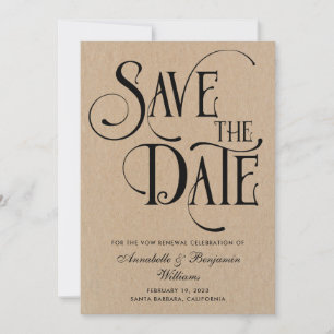 Save The Date Typographie élégante Vow Renewants Kraft