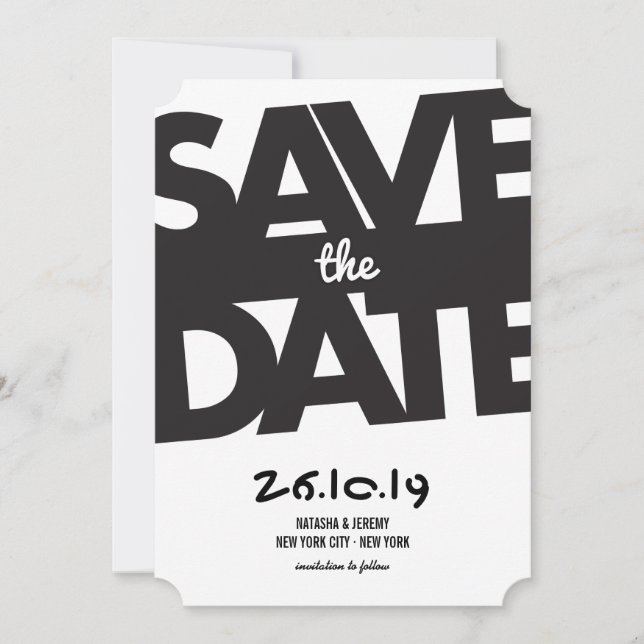 Save The Date Typographie Gras Moderne Photo Élégante Enregistre (Devant)