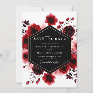 Save The Date Typographie lunaire Crimson Mariage rouge