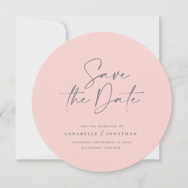 Save The Date Typographie manuscrite moderne mariage rose gris (Devant)