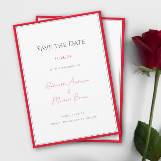 Save The Date Typographie minimale Élégant intemporel rouge ceri