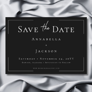 Save The Date Typographie minimale Mariage noir et blanc