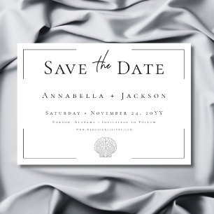 Save The Date Typographie minimale Mariage Shell noir et blanc
