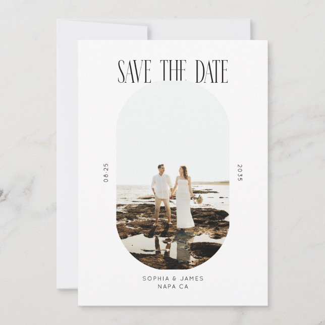 Save The Date Typographie minimale moderne Photo Ovale  (Devant)