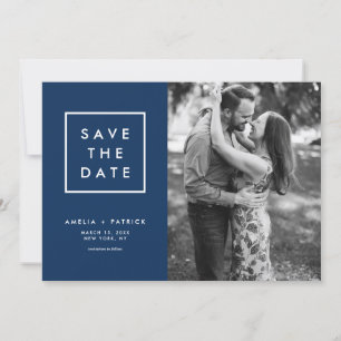 Save The Date Typographie minimaliste Photo bleu marine