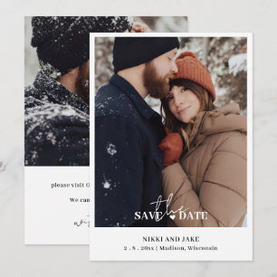 Save The Date Typographie Moderne 2 Photo Mariage Simple Élégant