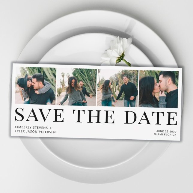 Save The Date Typographie moderne 4 photos mariage (Créateur téléchargé)