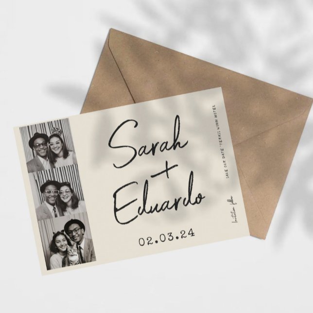 Save The Date Typographie moderne B&W Enregistrer la date Photo  (Créateur téléchargé)