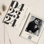 Save The Date Typographie Moderne B&W Numéro Photo Qr Code<br><div class="desc">Typographie Simple Photo Artistique Code Qr</div>