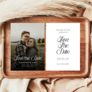 Save The Date Typographie Moderne Chic Photo en Noir et Blanc