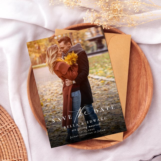 Save The Date Typographie moderne élégante Mariage photo simple (Créateur téléchargé)