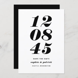 Save The Date Typographie moderne en noir et blanc