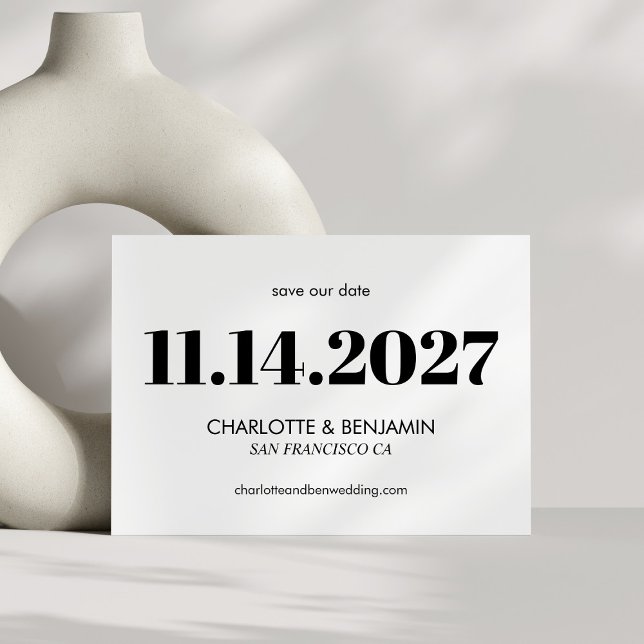 Save The Date Typographie moderne en noir et blanc esthétique gr (Créateur téléchargé)