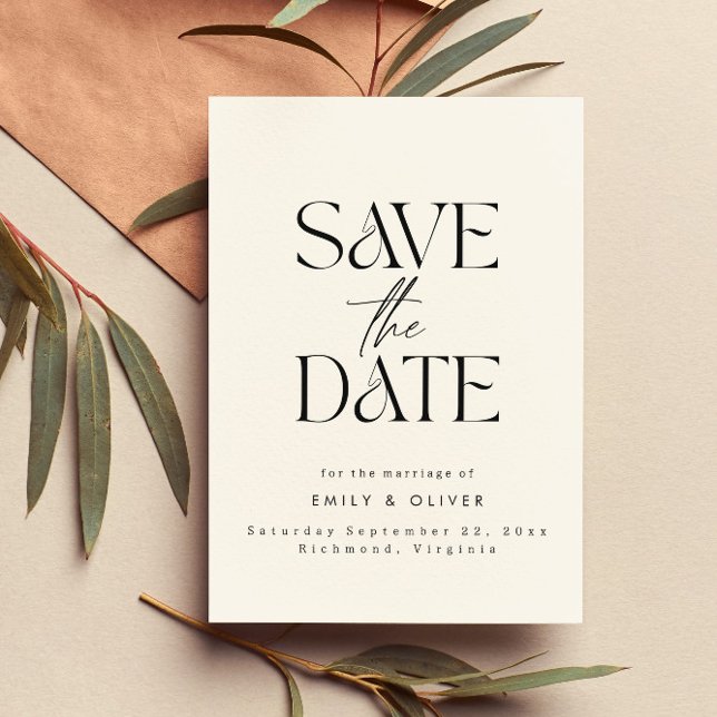 Save The Date Typographie moderne et audacieuse mariage crème no (Créateur téléchargé)