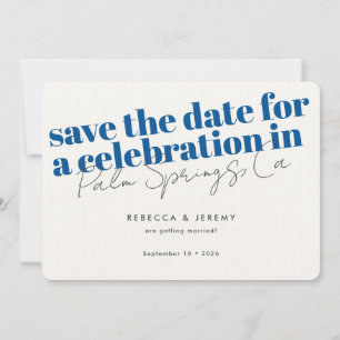 Save The Date Typographie moderne Gras Mariage bleu