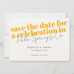 Save The Date Typographie moderne Gras Mariage jaune doré