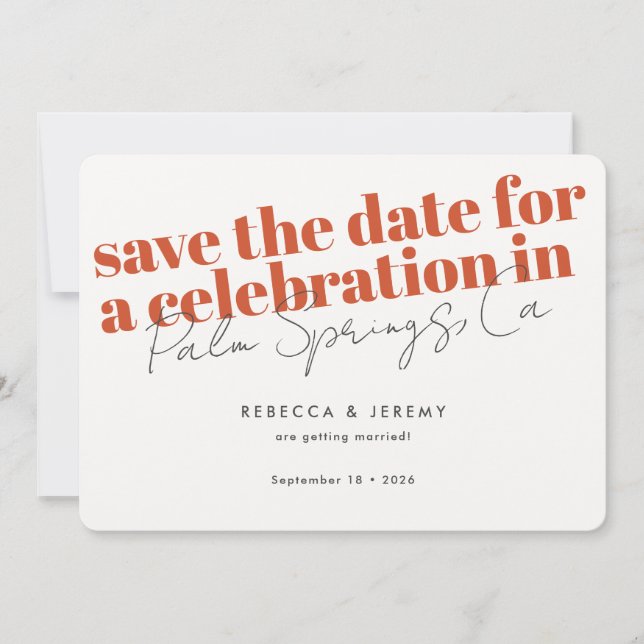 Save The Date Typographie moderne Gras Mariage orange (Devant)