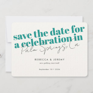 Save The Date Typographie moderne Gras Mariage Turquoise