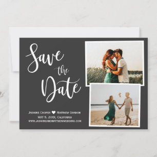 Save The Date Typographie moderne Grey Élégante Photo