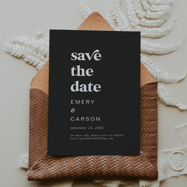 Save The Date Typographie moderne | Gris de charbon de bois Enre (Créateur téléchargé)