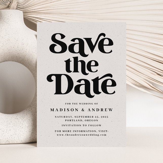 Save The Date Typographie Moderne Gris et Noir Tachetés (Créateur téléchargé)