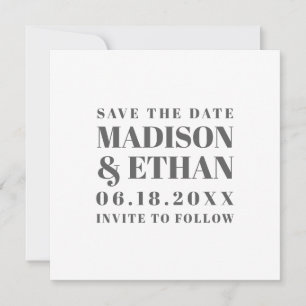 Save The Date Typographie moderne grise et grasse pour mariage