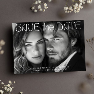 Save The Date Typographie moderne Mariage photo horizontal compl