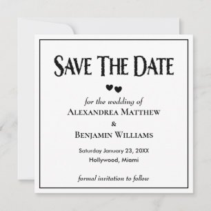 Save The Date Typographie moderne noir blanc tendance personnali