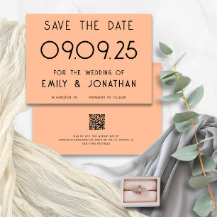 Save The Date Typographie moderne Peach Mariage
