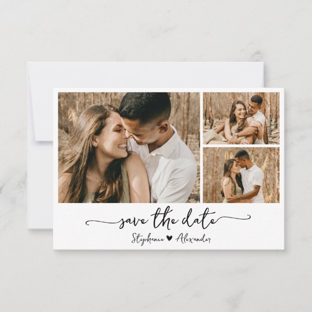 Save The Date Typographie moderne Photo Collage Mariage (Devant)