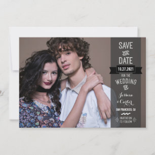 Save The Date Typographie moderne Retro Photo Enregistrer la dat