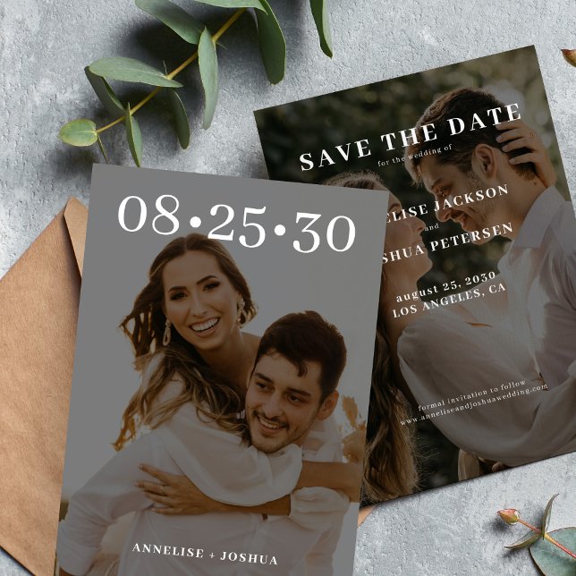 Save The Date Typographie moderne simple 2 mariage photo (Créateur téléchargé)