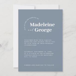 Save The Date Typographie moderne simple et élégante bleu poussi