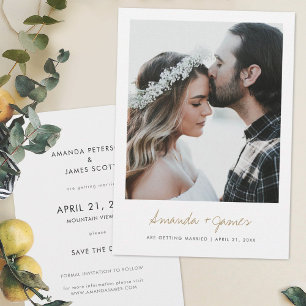 Save The Date Typographie moderne simple Mariage photo personnal
