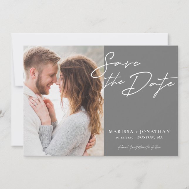 Save The Date Typographie Moderne Simple Photo Enregistrer La Da (Devant)